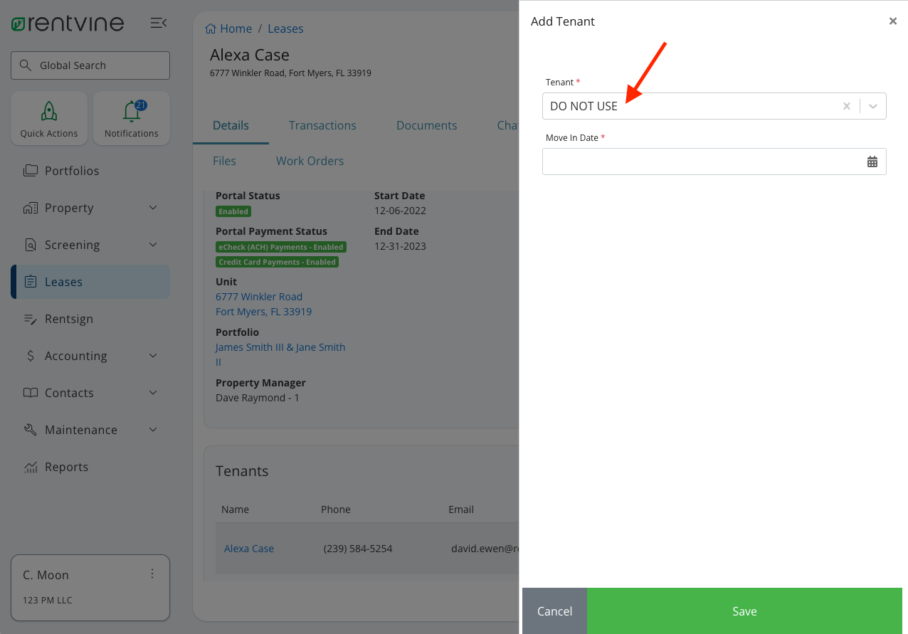 How To “Transfer” A Lease/Tenant To Another Unit